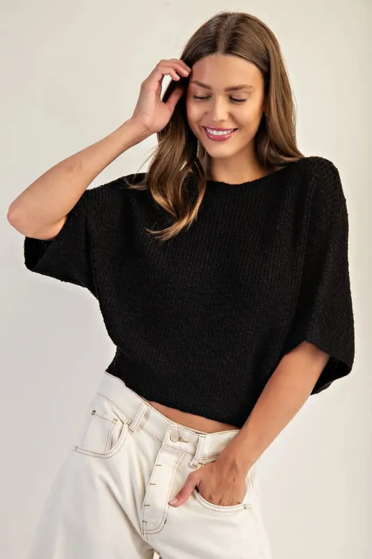 Cropped Half Dolman Sleeve Knit Sweater sold by Sunbeam