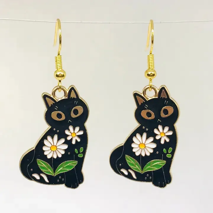 Flower Cat Earrings sold by Sunbeam