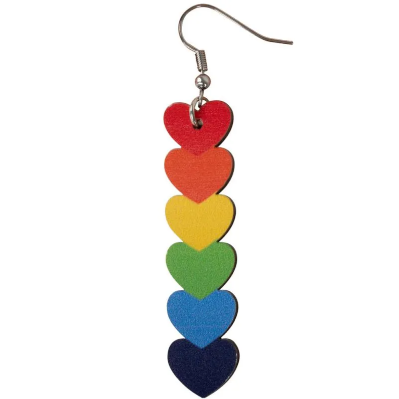 WOOD RAINBOW HEARTS EARRINGS sold by Sunbeam