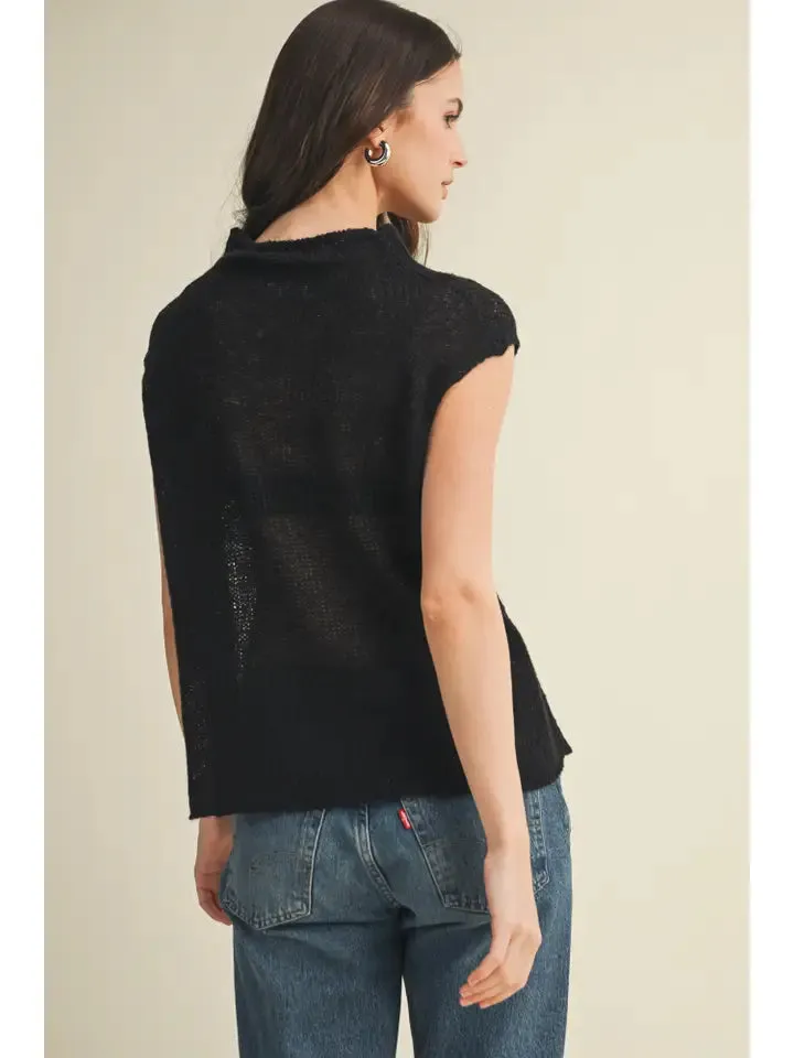 High Neck Sleeveless Sweater Top- Black sold by Sunbeam product image thumbnail 2