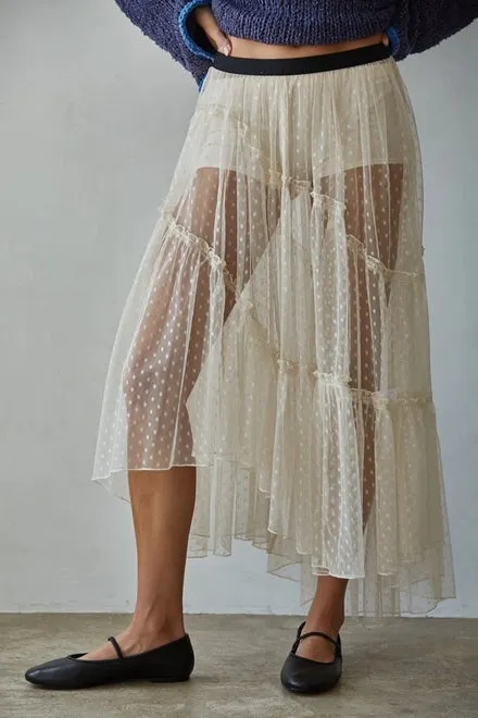 Woven Polyester Mesh Dot Print See Through Skirt sold by Sunbeam product image thumbnail 2