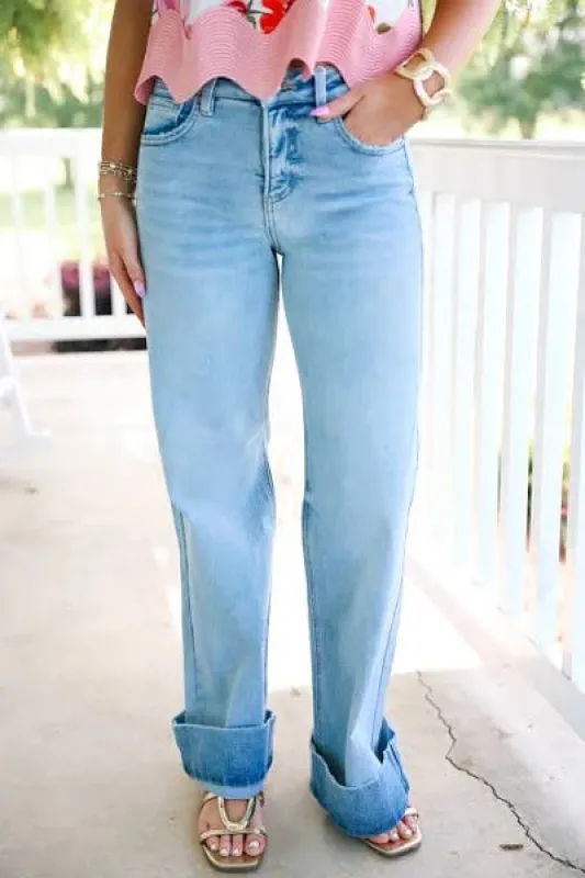 TC-High-Rise- Ankle Wide-Cuffed Jeans sold by Sunbeam