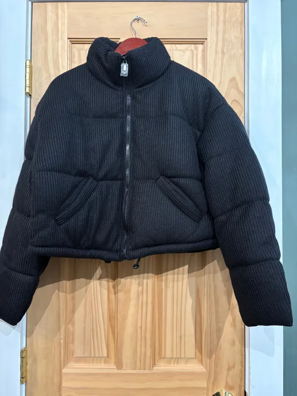 Zipper Down Ribbed Puffer Jacket with Pockets sold by Sunbeam