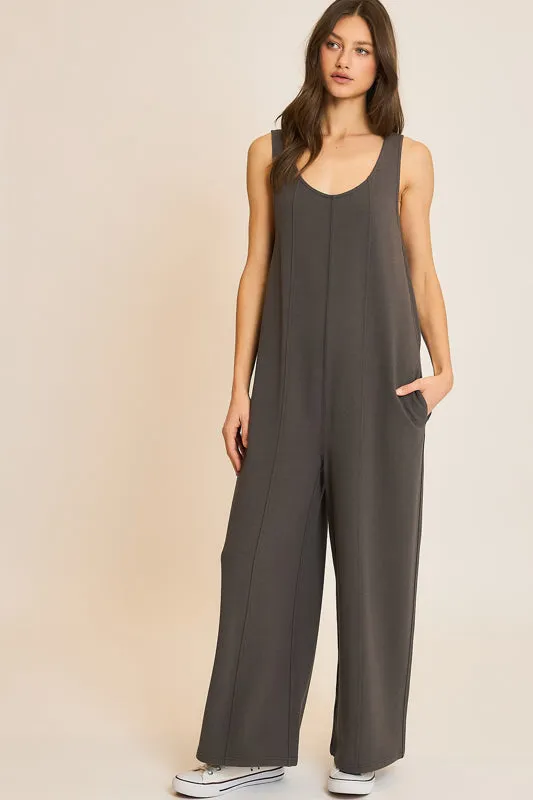Ribbed Knit Seam Detail Jumpsuit sold by Sunbeam