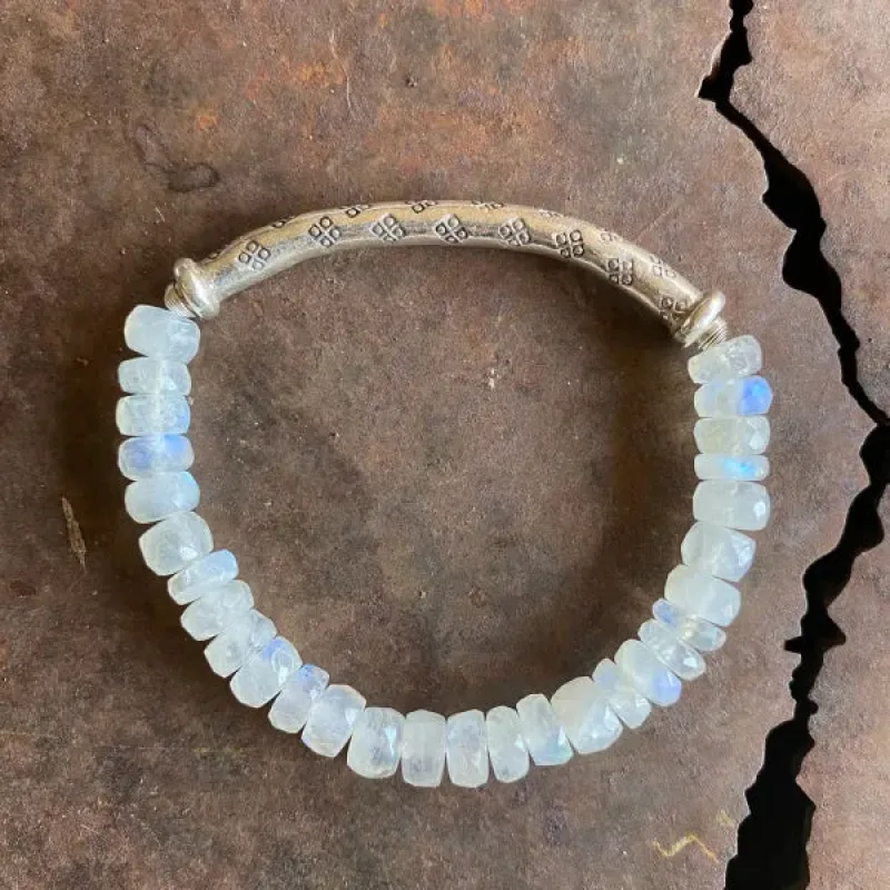 Moonstone Silver Stretch Bracelet sold by Sunbeam