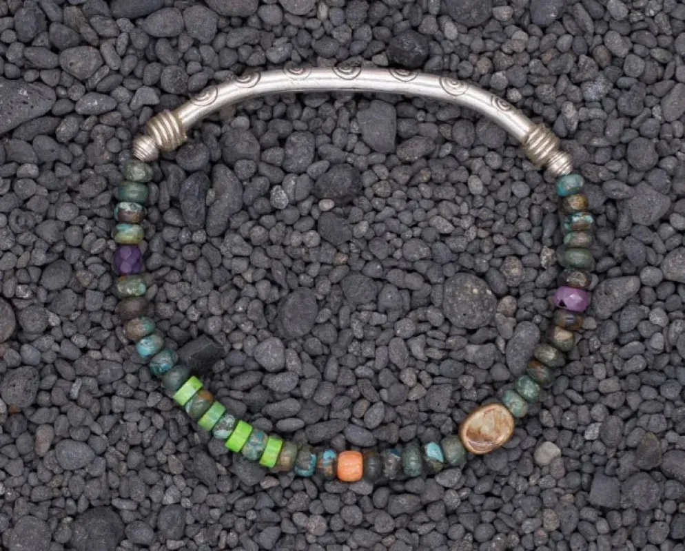 Dark Turquoise Stretch Bracelet with Turquoise Oval sold by Sunbeam