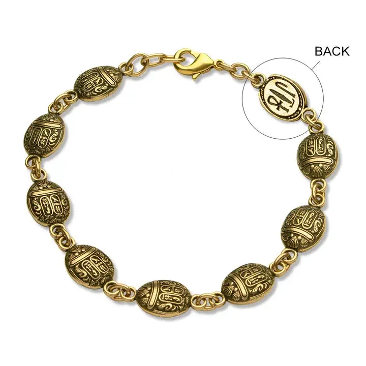Egyptian Scarab Link Bracelet - 7.5" sold by Sunbeam