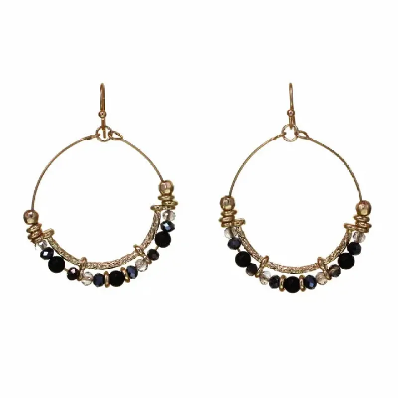 Wire Hoop Earring with Crystal, Semi-Precious and Metal Beads sold by Sunbeam