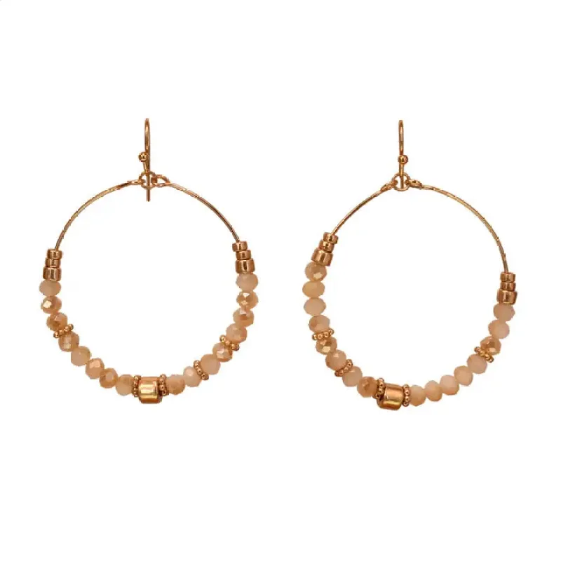 Wire Loop Earring with Crystal and Metal Beads sold by Sunbeam