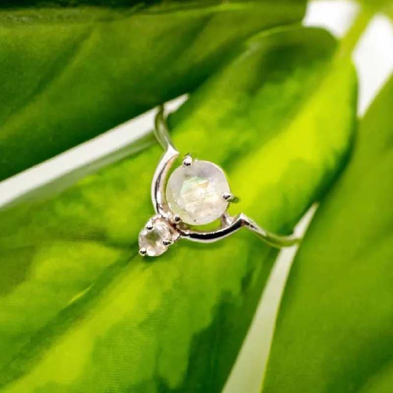 Cradled Moonstone Sterling Silver Ring sold by Sunbeam