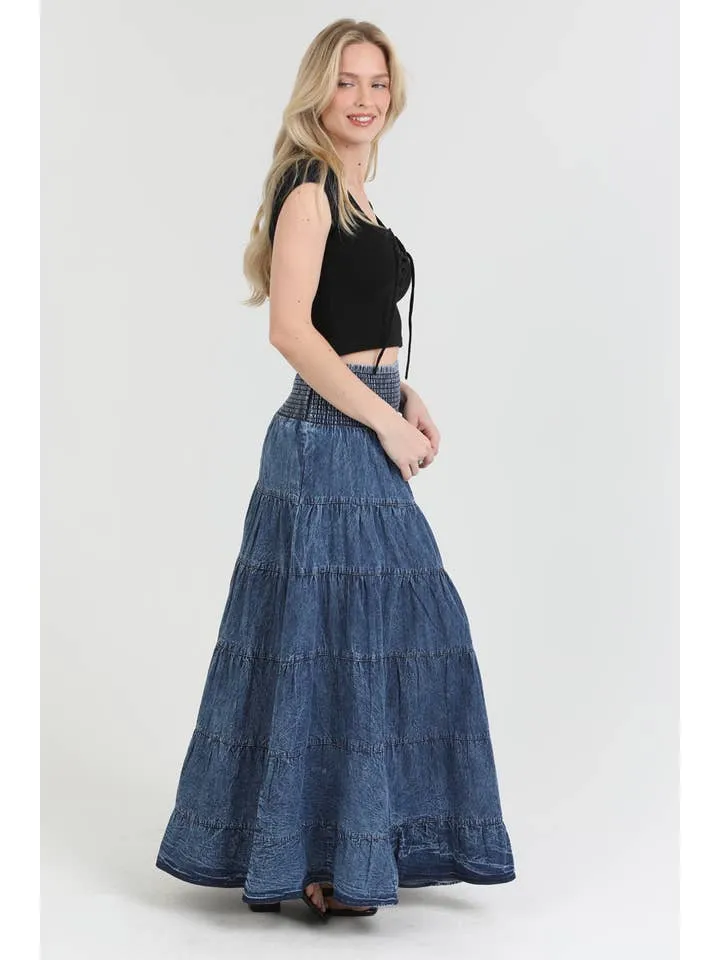 Tiered A Line Maxi Skirt - Denim sold by Sunbeam product image thumbnail 2