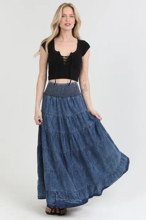 Tiered A Line Maxi Skirt - Denim sold by Sunbeam product image thumbnail 3