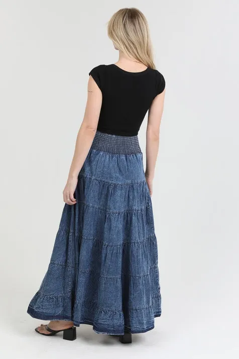 Tiered A Line Maxi Skirt - Denim sold by Sunbeam product image thumbnail 4