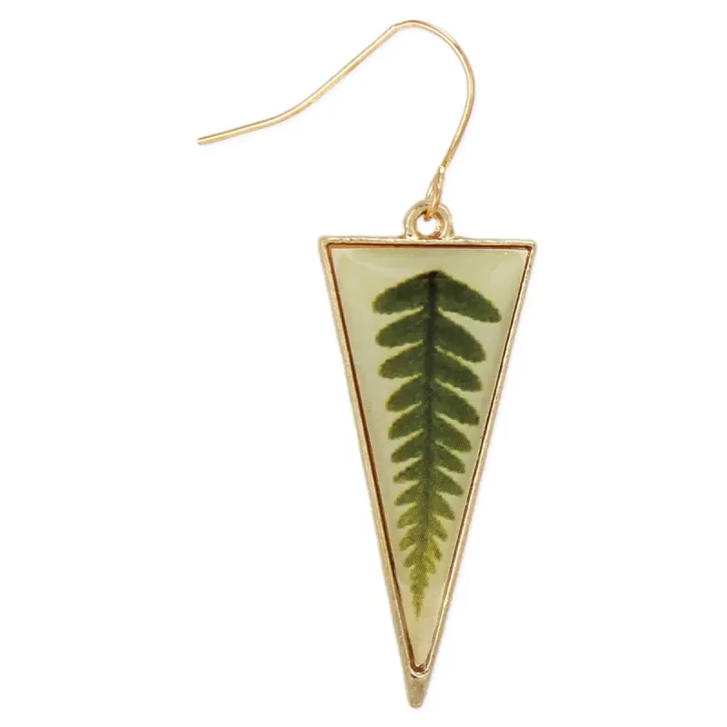 Embedded Fern Triangle Gold Earrings sold by Sunbeam