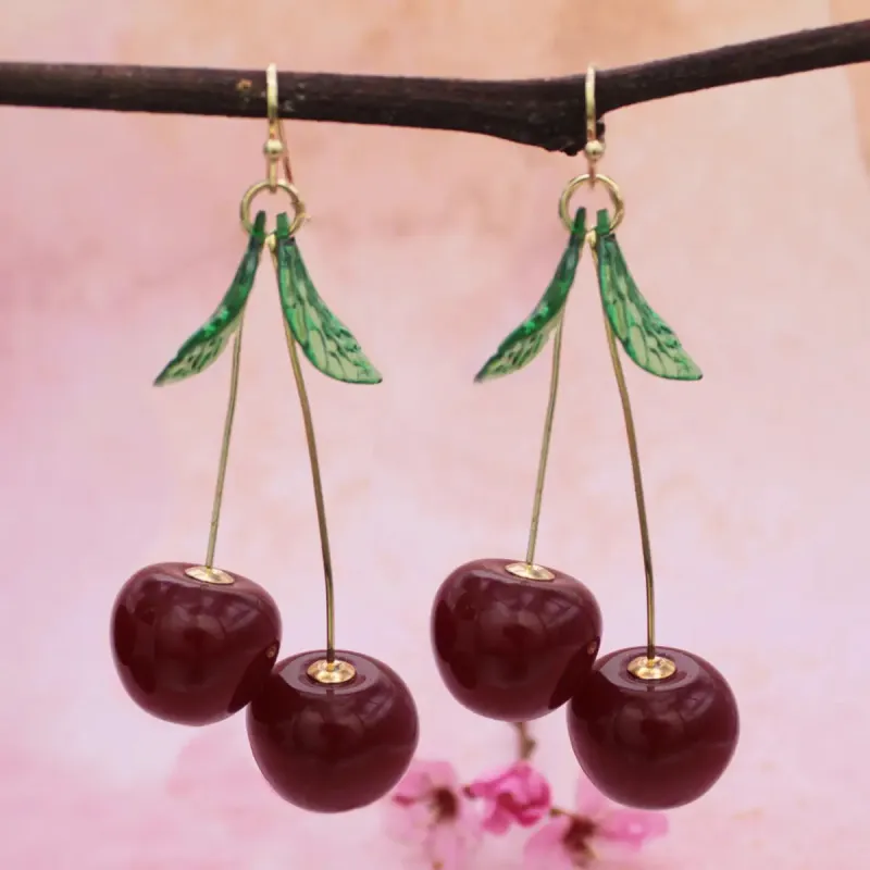 Twin Cherry Realistic Cherries Earrings sold by Sunbeam