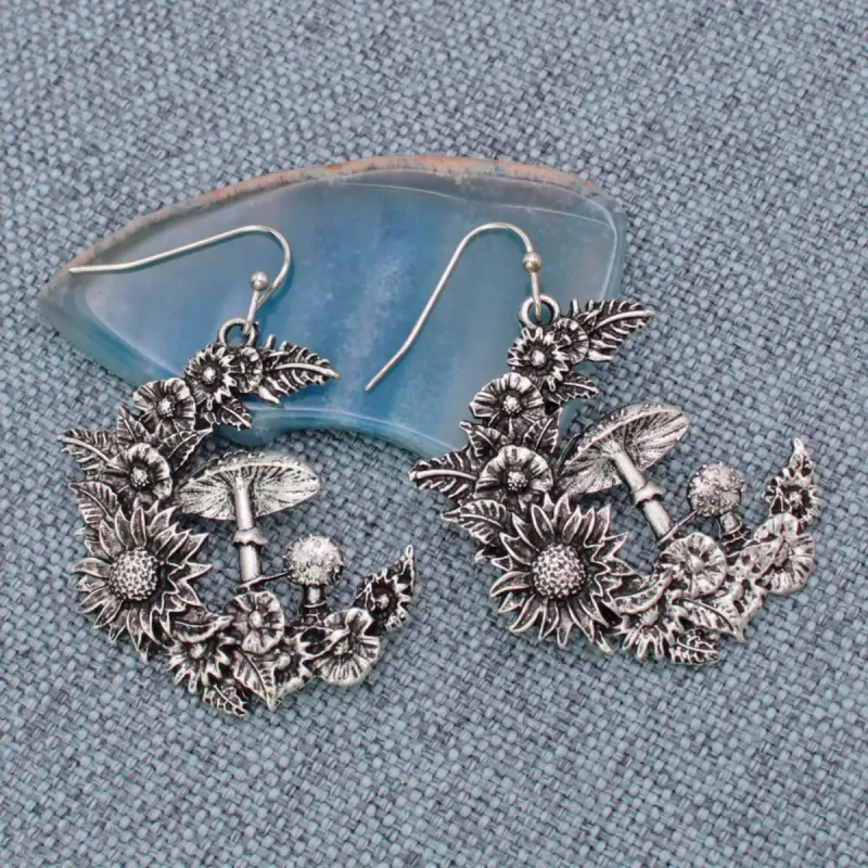 Mystic Mushroom Flower Moon Earrings sold by Sunbeam