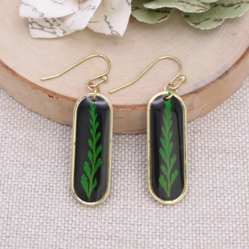 Fern Frond Bar Dried Flower Earrings sold by Sunbeam