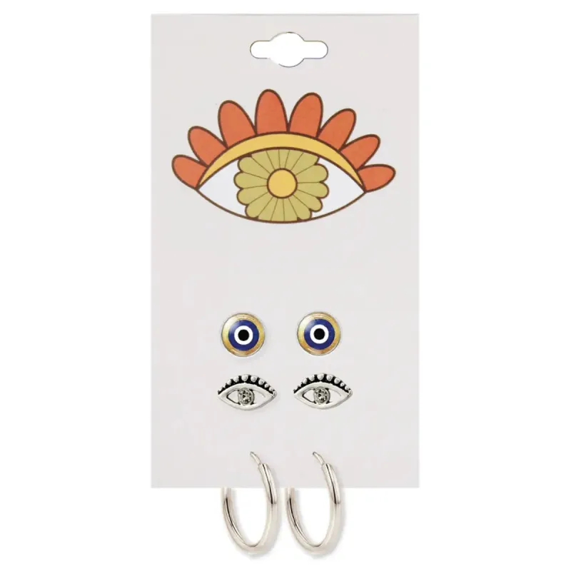 Silver Eye Post Earrings Set sold by Sunbeam