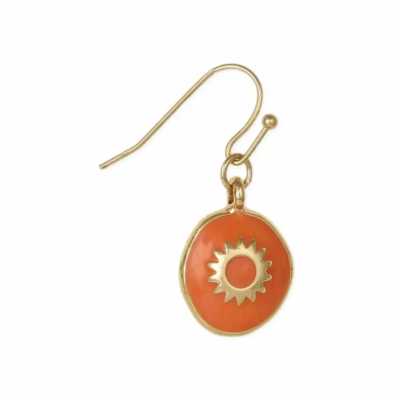 Vintage Celestial Orange Sun Gold Earrings made by ZAD