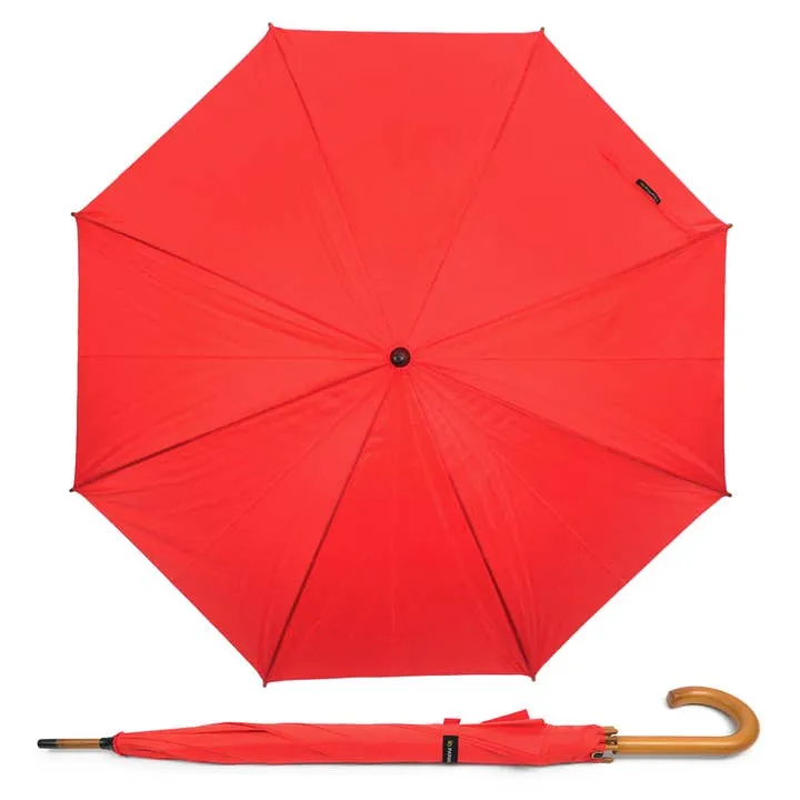 Red Wooden Auto-Open Umbrella with Metal Frame sold by Sunbeam