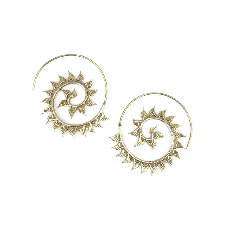 Tanvi Collection Earrings - Gold Mini Wings Spiral Open Hoop sold by Sunbeam