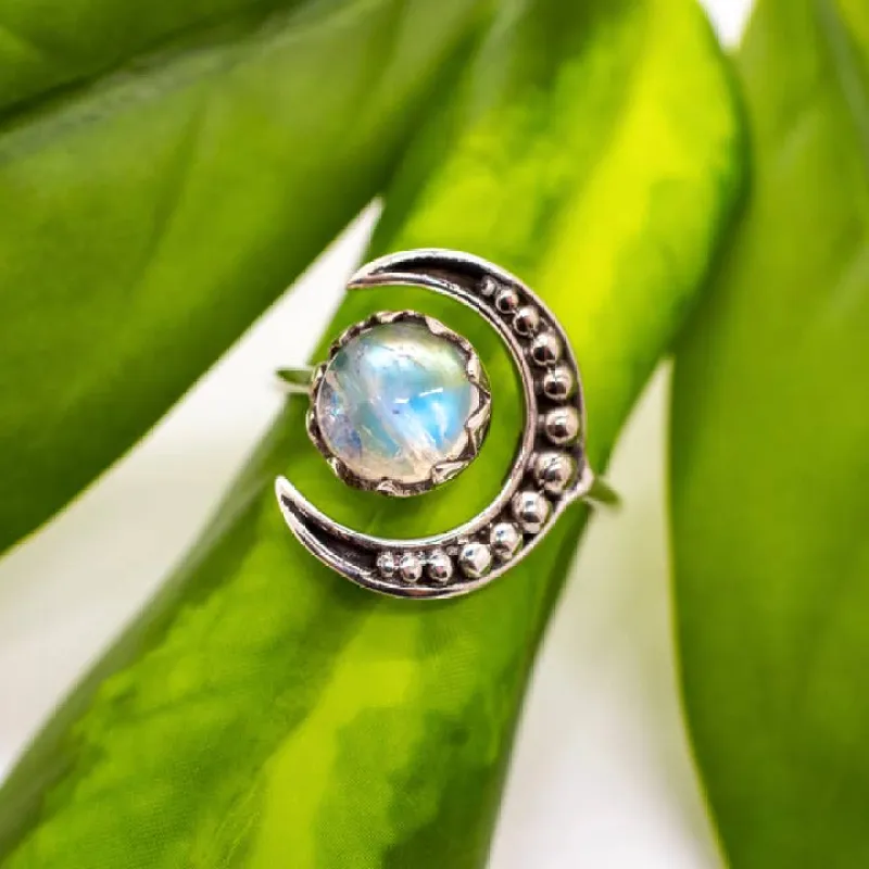 Sterling Silver Moonstone Full Moon Ring sold by Sunbeam