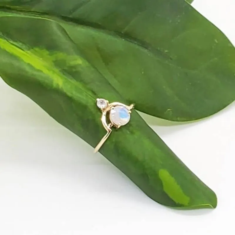 Brass Cradled Moonstone Ring sold by Sunbeam