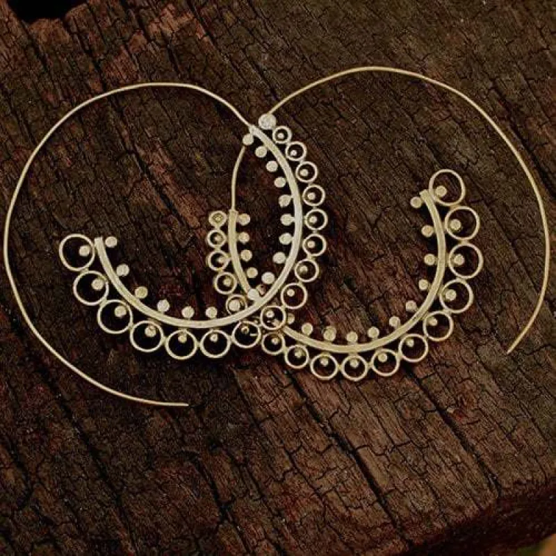 Large Brass Paisley Spiral Earrings sold by Sunbeam