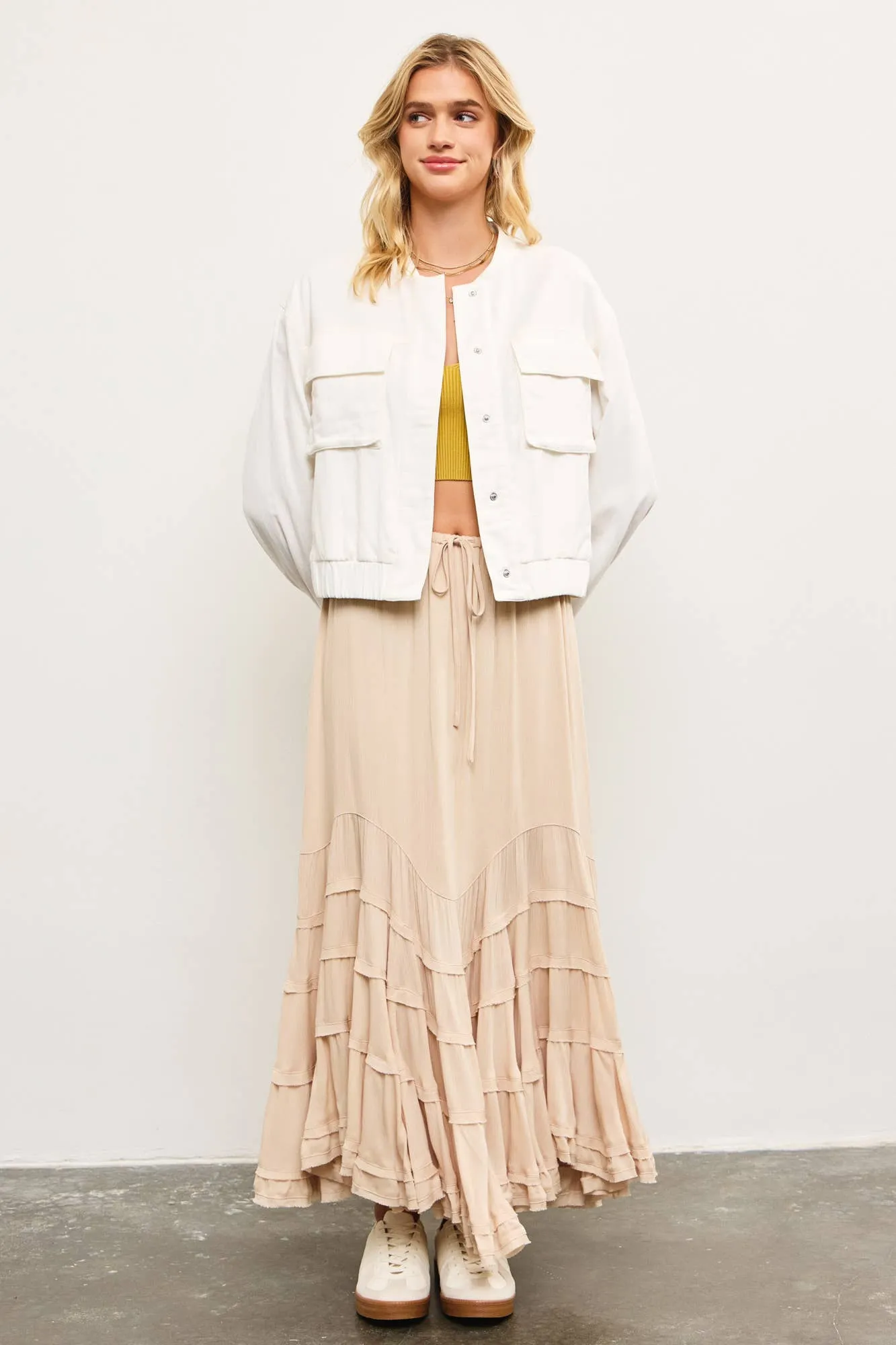 Tie Front Wave Tiered Skirt sold by Sunbeam product image thumbnail 5