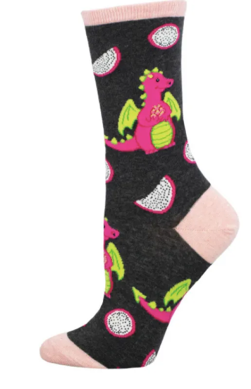 Dragon Fruit Women's Socks - Charcoal Heather sold by Sunbeam