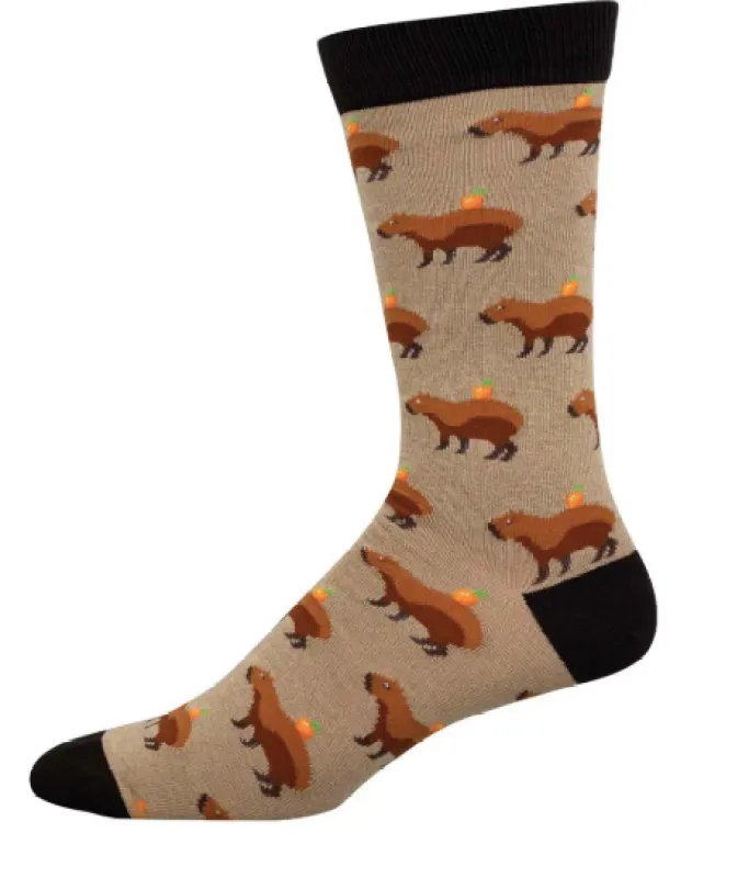 Capybara Orange Mens Socks - Hemp Heather sold by Sunbeam
