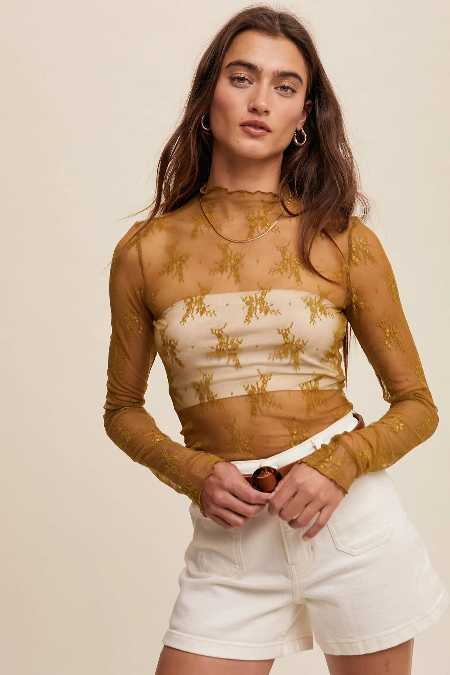 Sheer Lace Long-Sleeve Top sold by Sunbeam product image thumbnail 4
