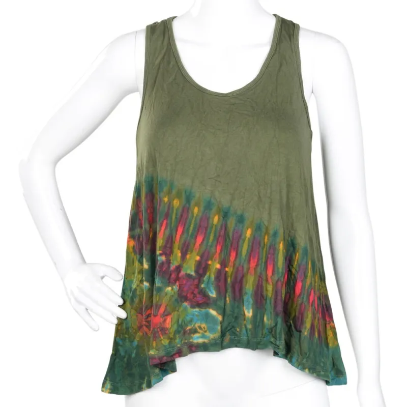 Half Tie-Dye Button Back Tank sold by Sunbeam