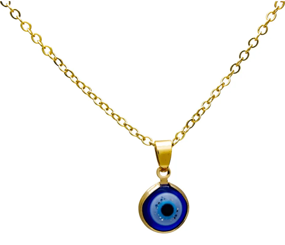 Blue and Gold Evil Eye Protection Necklace sold by Sunbeam
