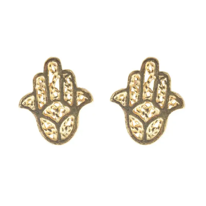 Sterling Gold Studs Hamsa sold by Sunbeam