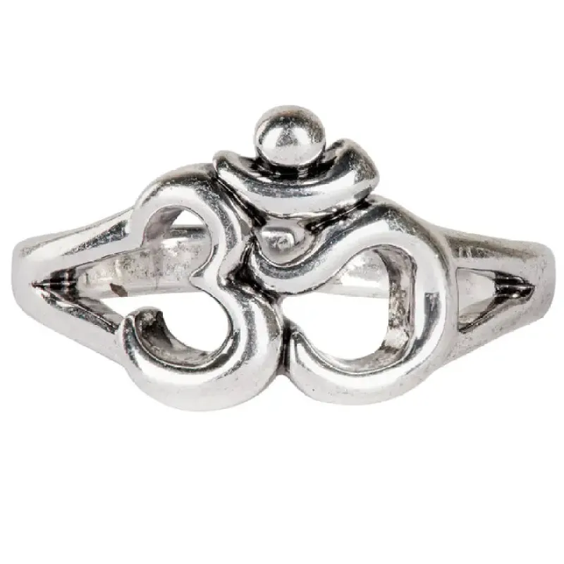 Om Burnished Silver Adjustable Ring sold by Sunbeam