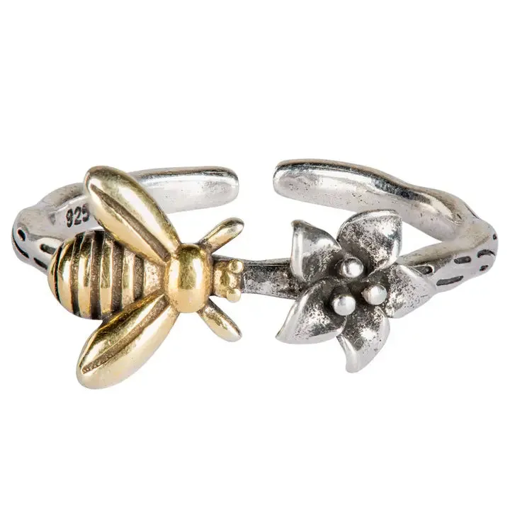 Bee & Flower Adjustable Ring sold by Sunbeam