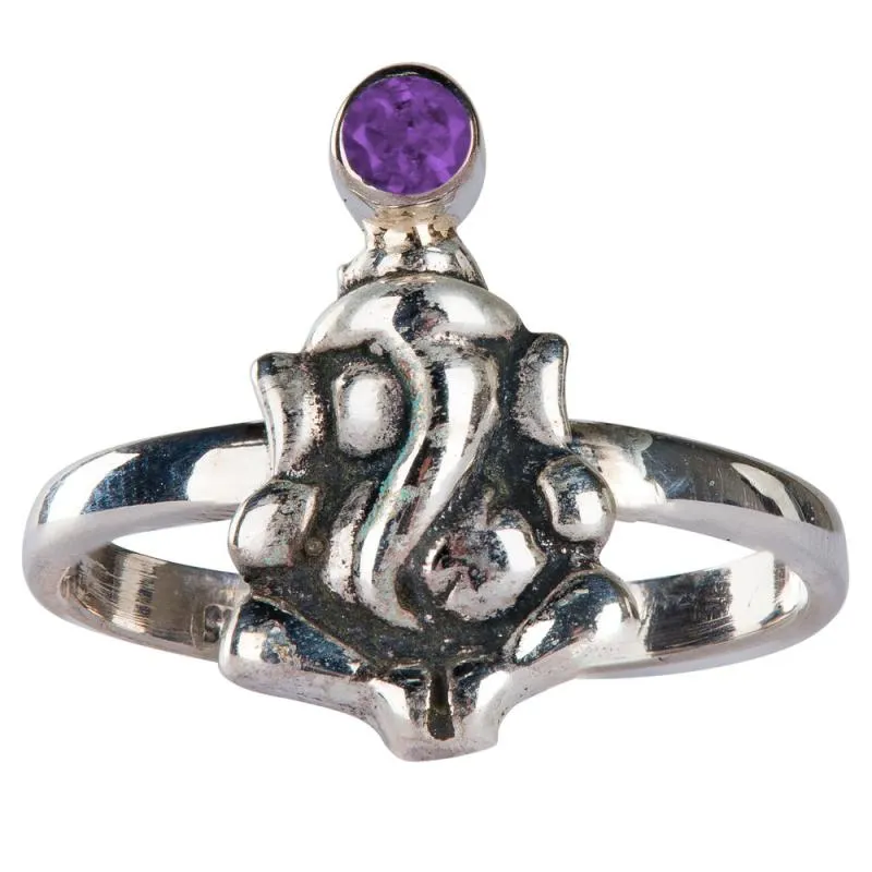 Sterling Silver and Amethyst Buddha Ring made by Sunbeam