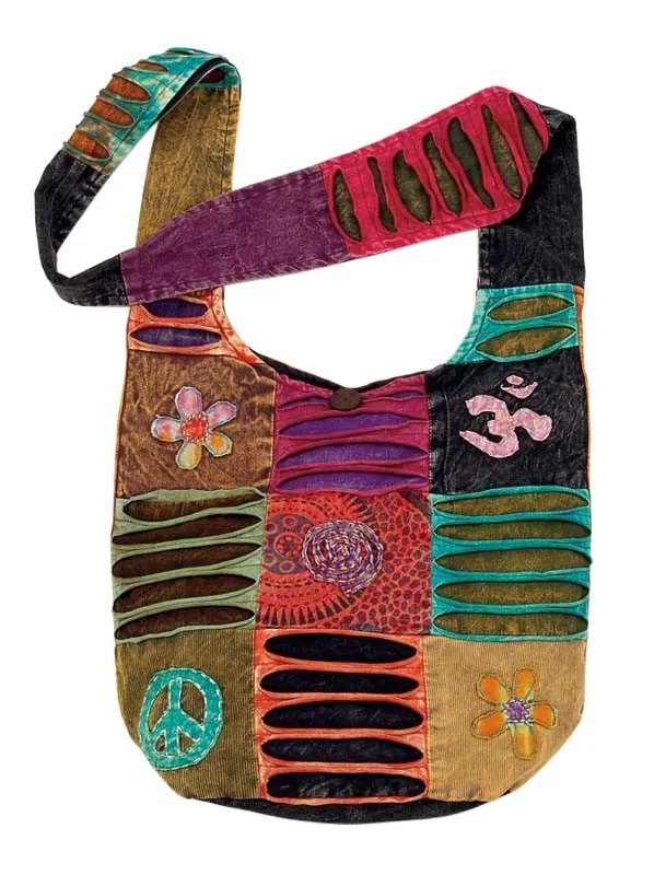 CORNER FLOWER PEACE/SPIRAL/OM MONK BAG - Hobo Bag sold by Sunbeam