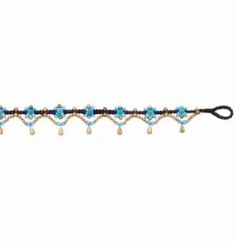 Turquoise Flower Anklet w bell sold by Sunbeam