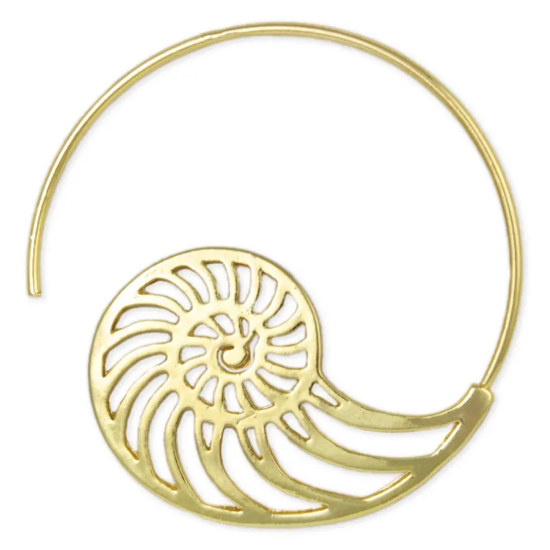 Stylish Spiral Gold Shell Hoop Earrings sold by Sunbeam