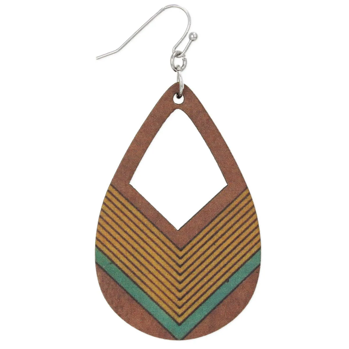 Arrow Stripe Wood Teardrop Earrings sold by Sunbeam product image thumbnail 2