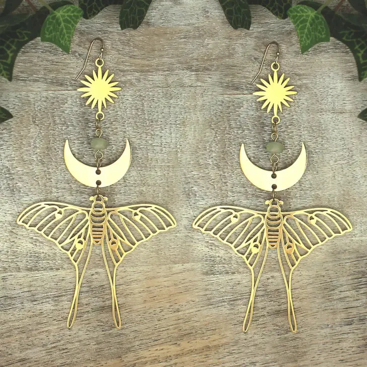 Celestial Luna Moth Oversized Earrings sold by Sunbeam