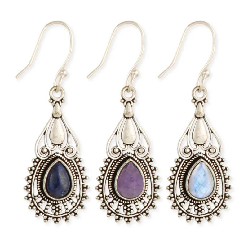 Silver Embellishments Stone Teardrop Earrings sold by Sunbeam