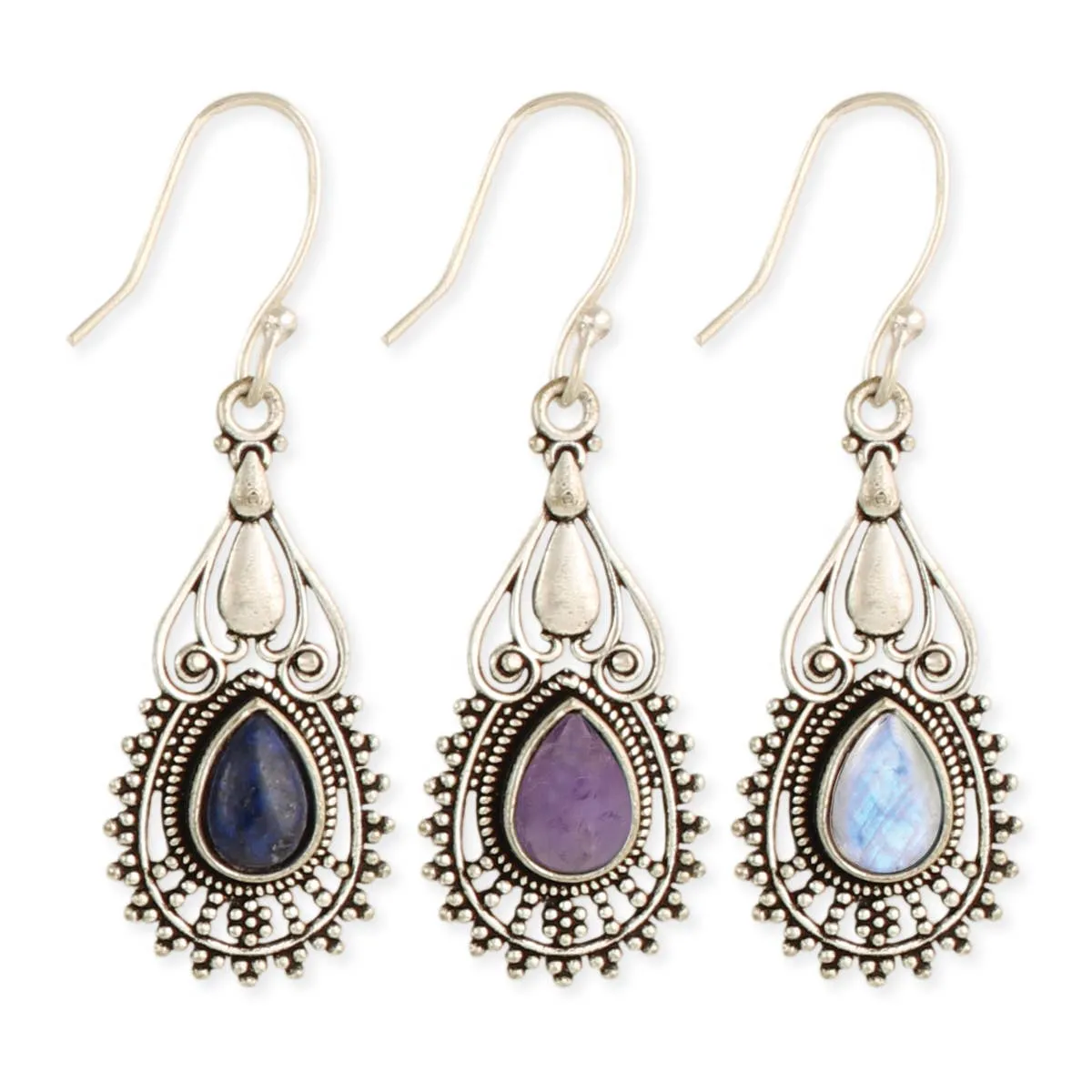 Silver Embellishments Stone Teardrop Earrings sold by Sunbeam