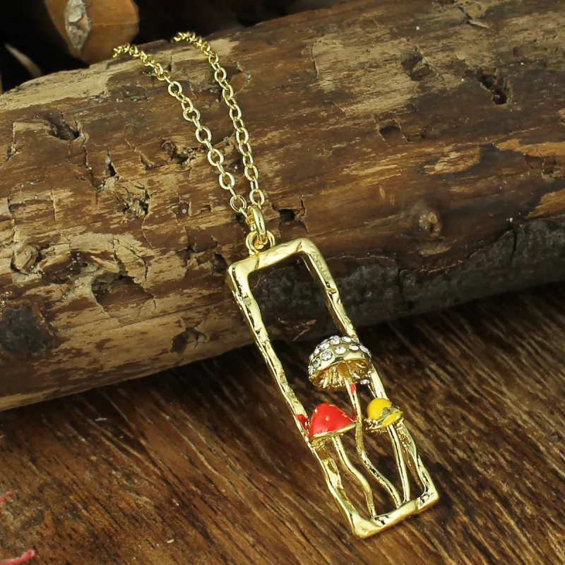 Magical Mushrooms Gold Bar Necklace sold by Sunbeam