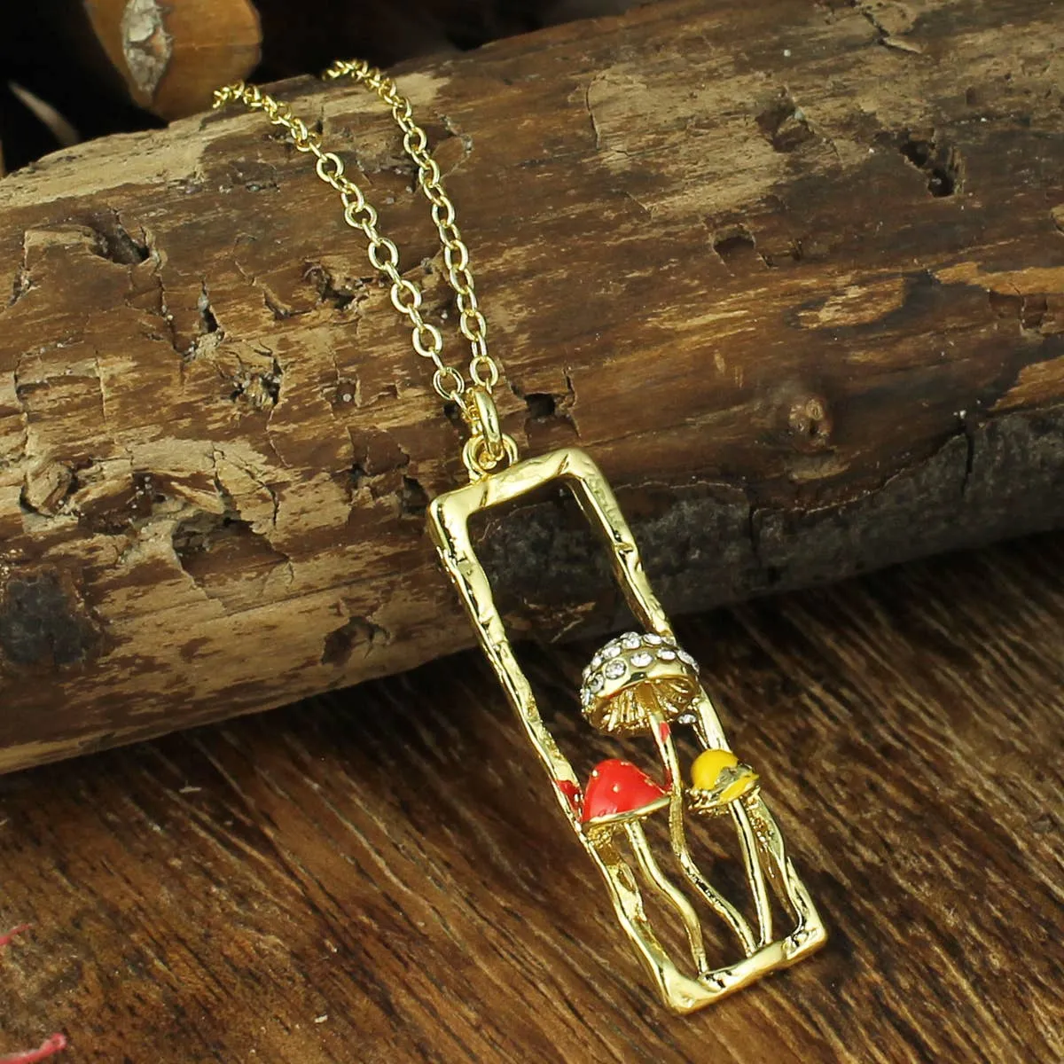 Magical Mushrooms Gold Bar Necklace sold by Sunbeam