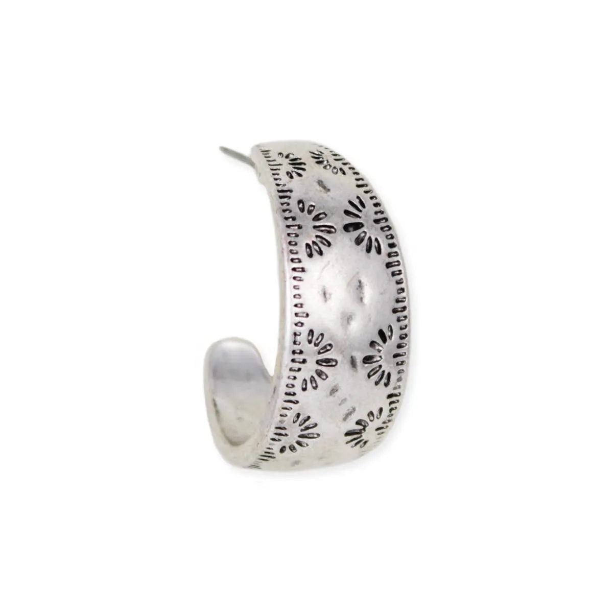 Southwest Silver Textured Hoop Earrings sold by Sunbeam product image thumbnail 2