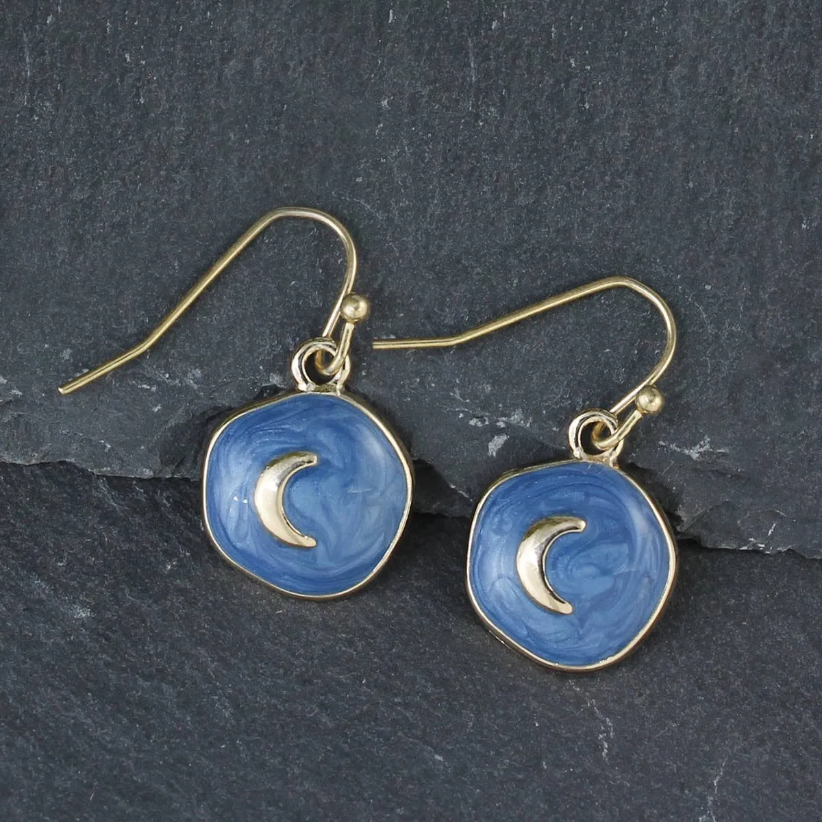 Vintage Celestial Blue Moon Gold Earrings sold by Sunbeam product image thumbnail 2