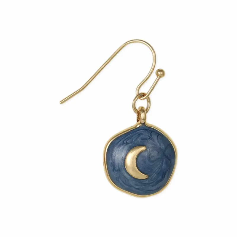 Vintage Celestial Blue Moon Gold Earrings made by ZAD